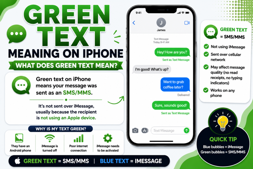 green text meaning on iphone