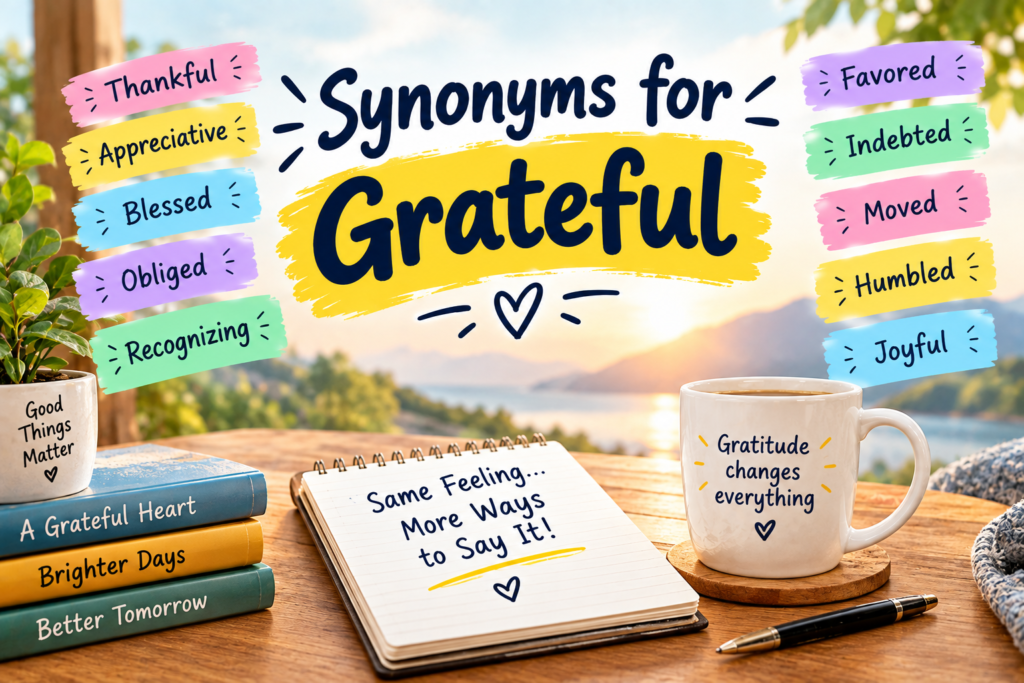 synonyms for Grateful